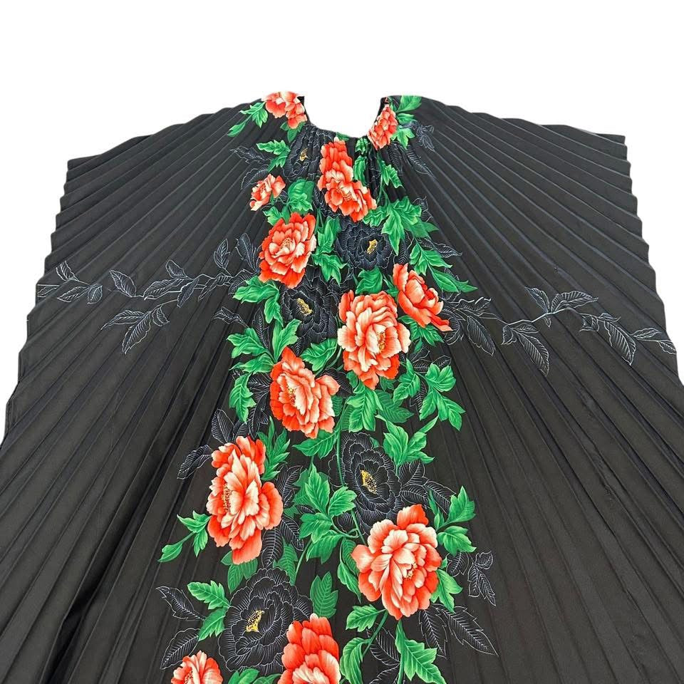 VINTAGE 70s HAWAIIAN KAFTAN PLEATED DRESS 228 SMALL