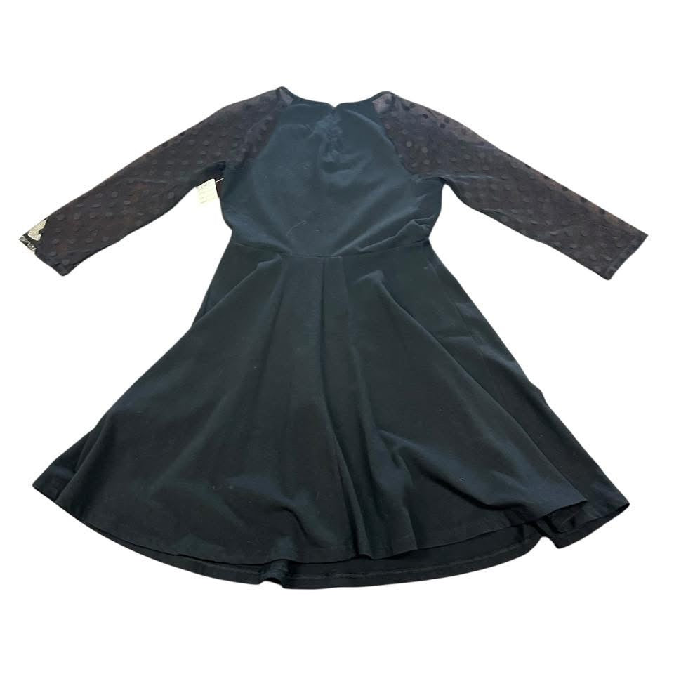 EXPRESS BLACK FIT FLARE DRESS W MESH SLEEVES 143 SMALL