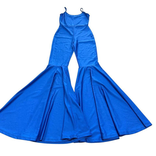 BLUE SUPER FLARE LEG SPANDEX JUMPSUIT 228 SMALL