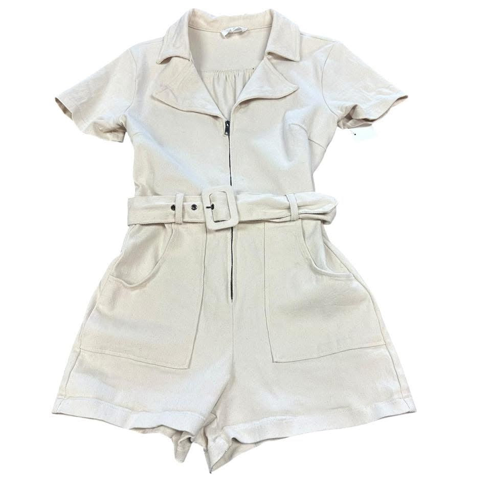 DAY + MOON BEIGE DENIM ROMPER 215 SMALL
