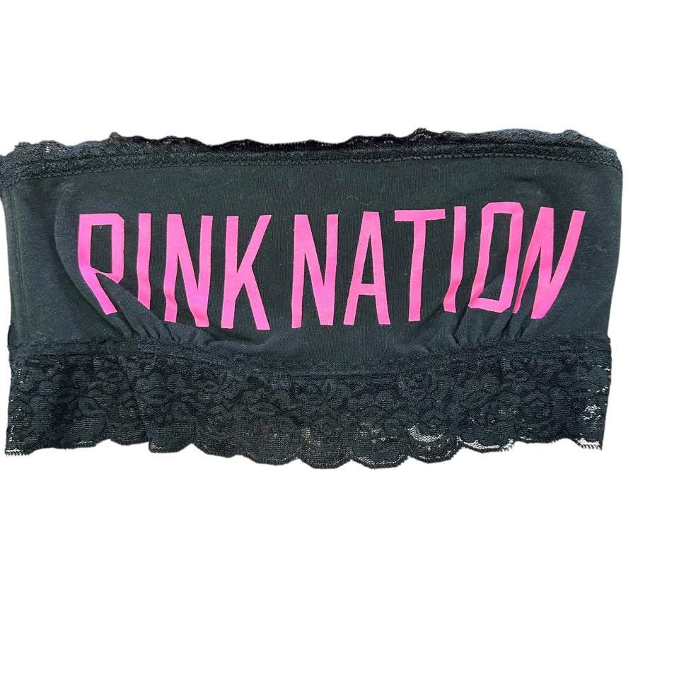 PINK BLACK LACE BANDEAU BRALETTE 143 SMALL