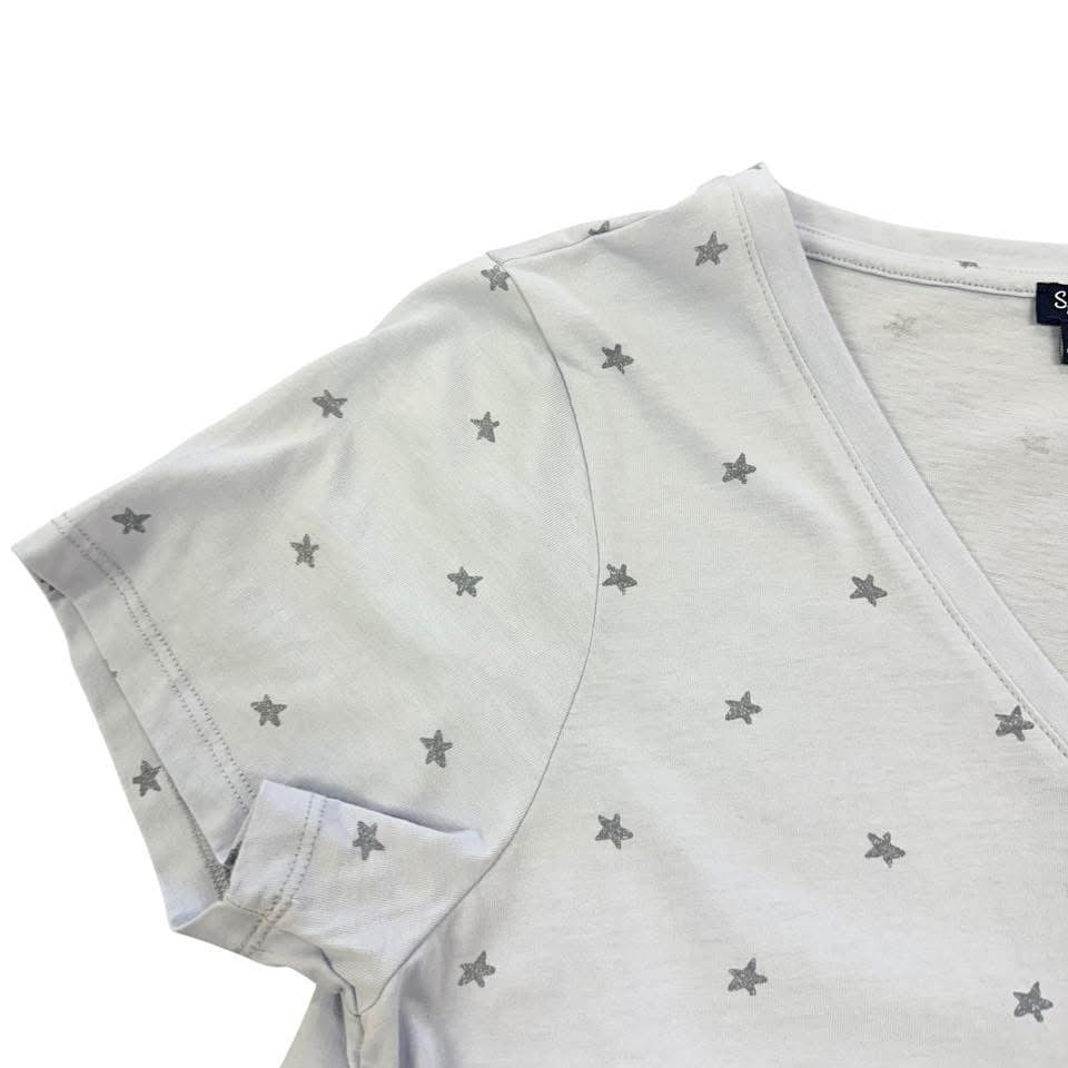 SPLENDID LIGHT BLUE STAR TEE V NECK 100 LARGE