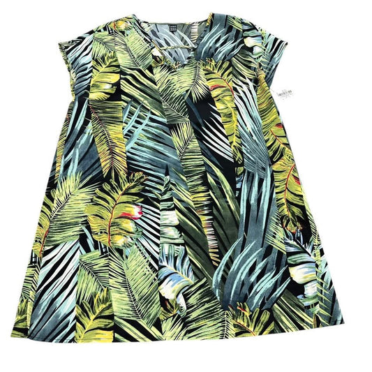 SHEIN GREEN BLACK TROPICAL DRESS 72 MEDIUM