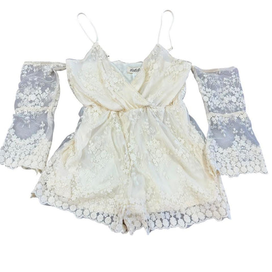 LISTICLE BEIGE LACE ROMPER 158 NWT MEDIUM