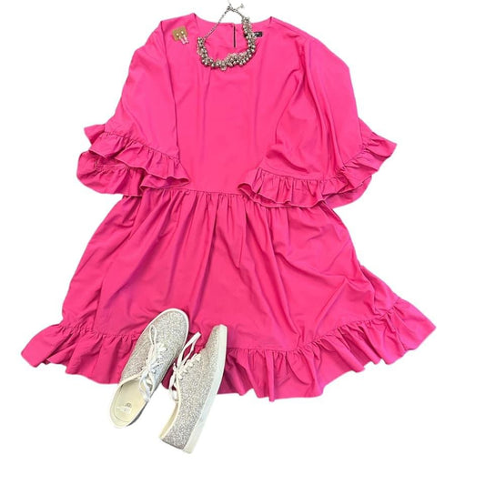 PINK RUFFLE HEM DRESS LARGE