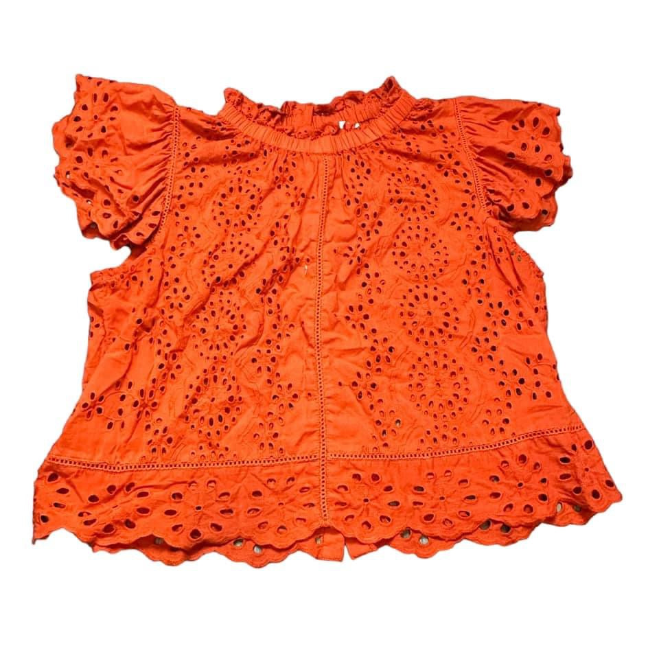 JENNIFER & GRACE ORANGE EYELET TOP LARGE