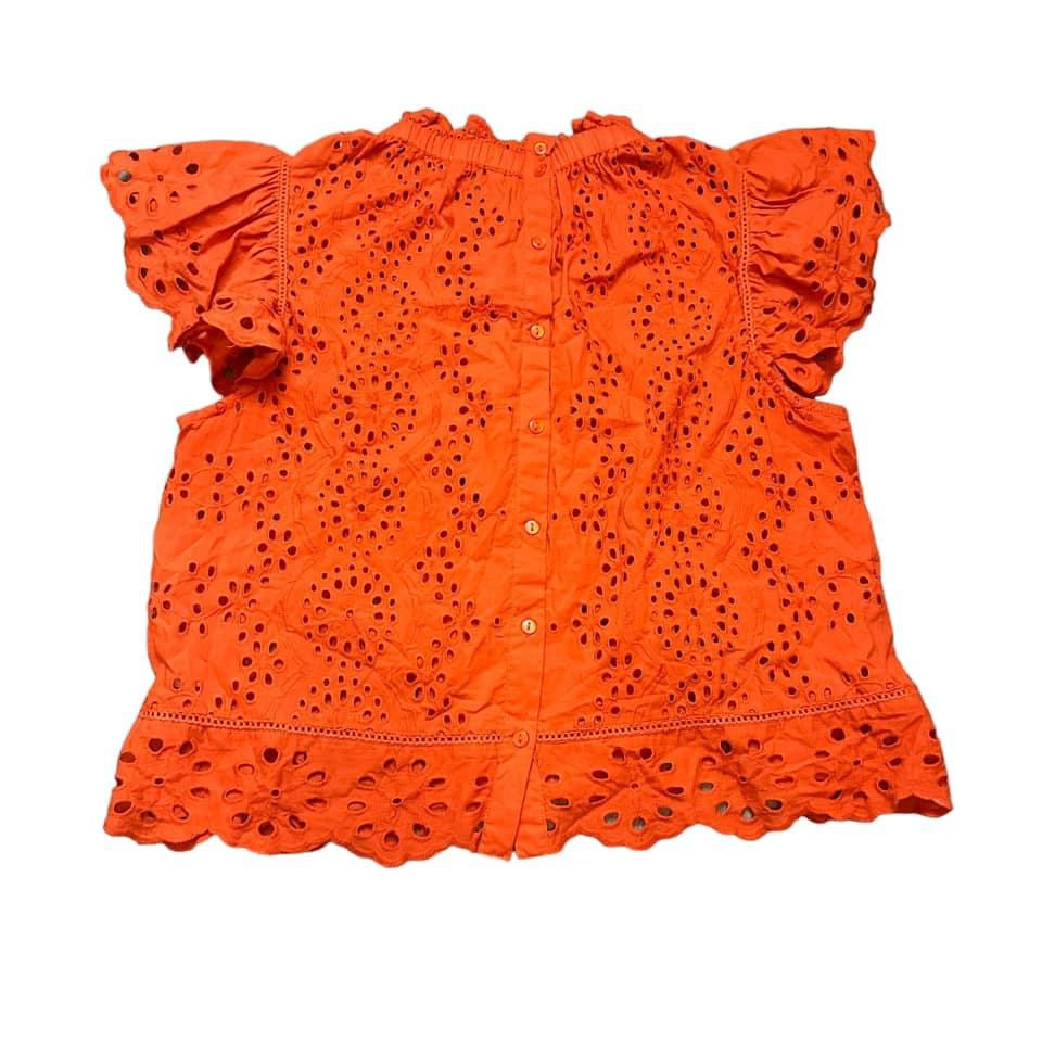 JENNIFER & GRACE ORANGE EYELET TOP LARGE