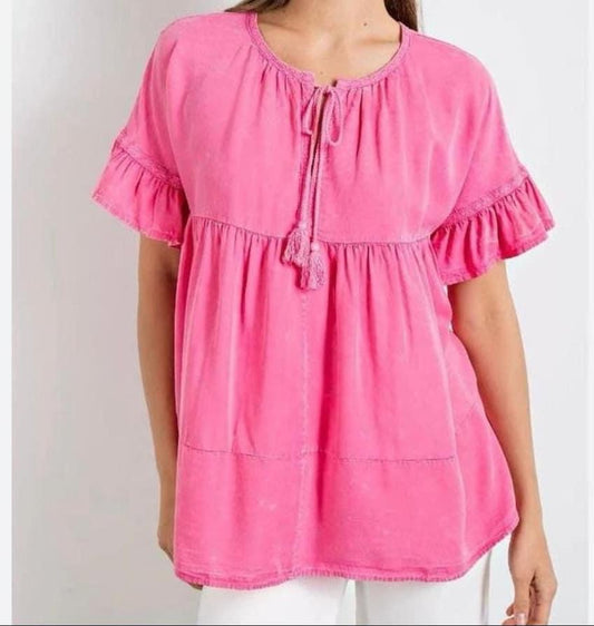 EASEL PINK BABYDOLL TOP SMALL