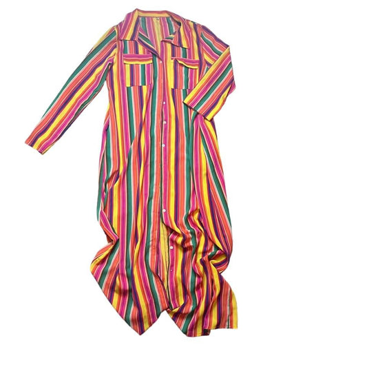 RAINBOW DUSTER / DRESS MISSING TWO BUTTONS MEDIUM