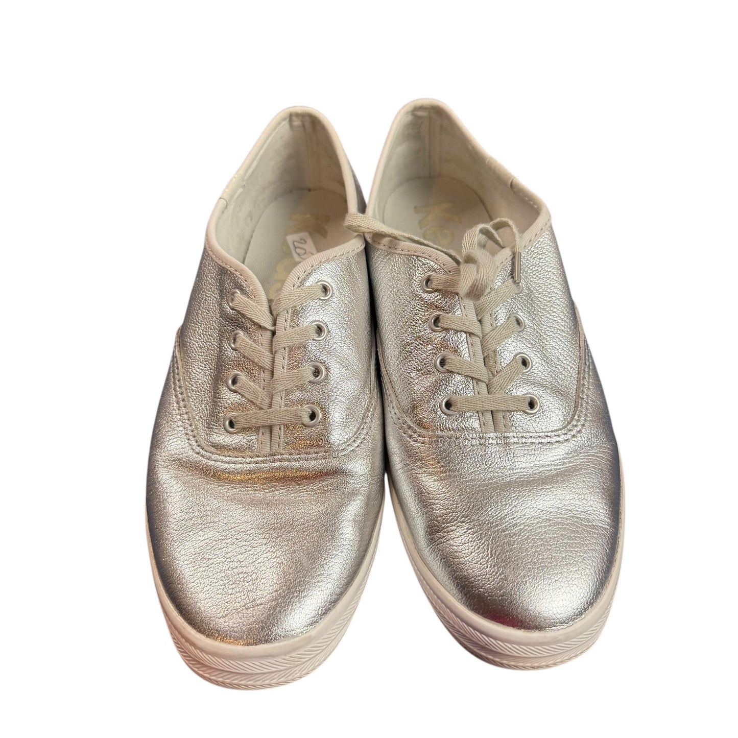 KEDS CHAMPION LEATHER LUXE METALLIC SILVER SNEAKERS 200 SZ 8