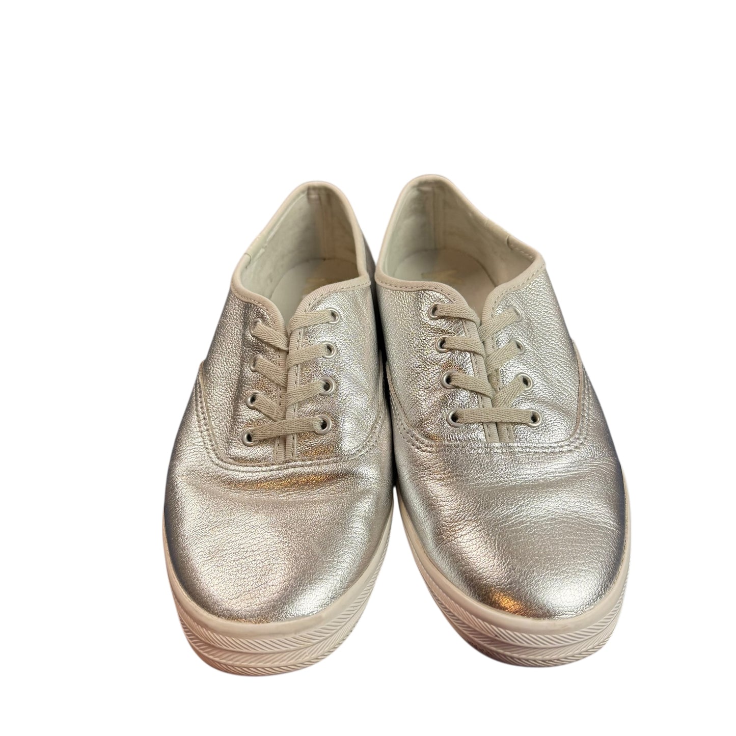 KEDS CHAMPION LEATHER LUXE METALLIC SILVER SNEAKERS 200 SZ 8