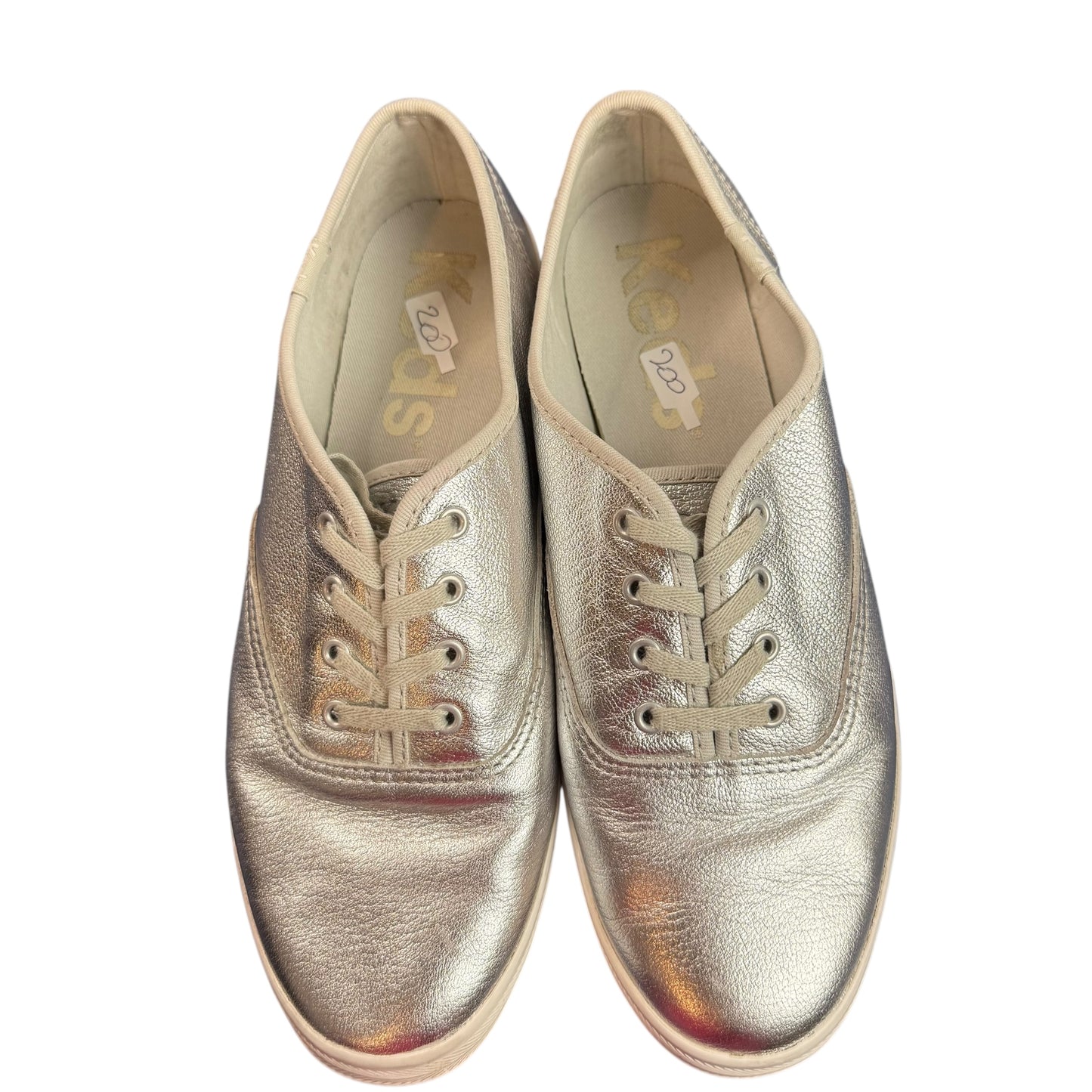 KEDS CHAMPION LEATHER LUXE METALLIC SILVER SNEAKERS 200 SZ 8