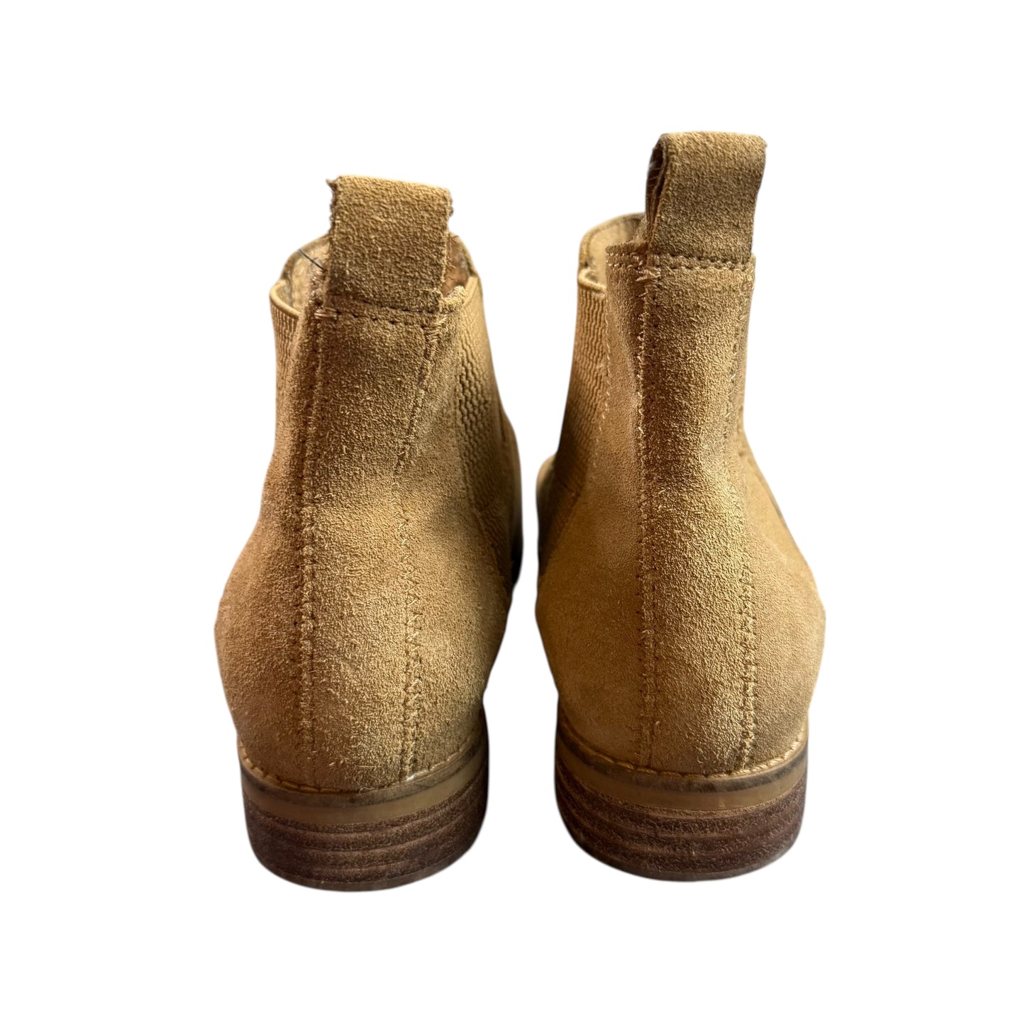 TOMS ELLA SUEDE ANKLE CHELSEA BOOTIES TOFFEE GOLDEN BROWN 87 SZ 7.5