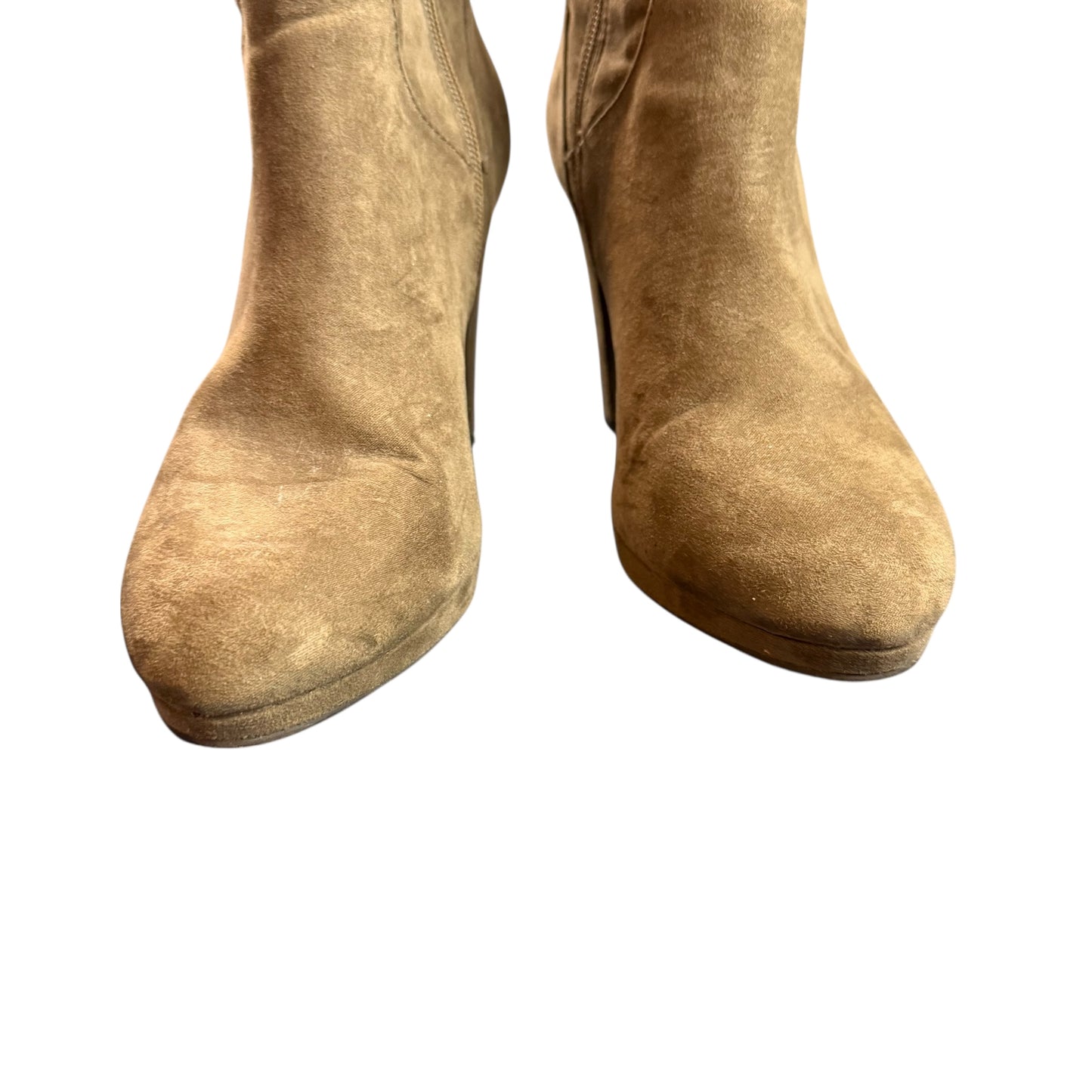 FOREVER21 BROWN FAUX SUEDE HEELED KNEE HIGH BOOTS SZ 7