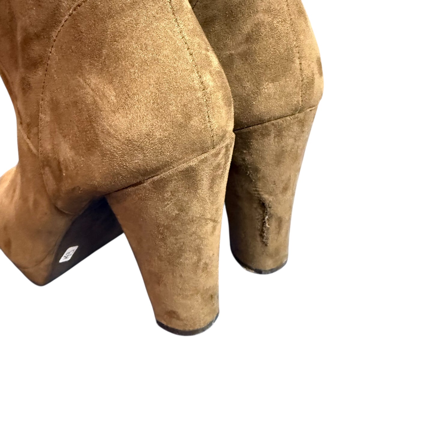 FOREVER21 BROWN FAUX SUEDE HEELED KNEE HIGH BOOTS SZ 7