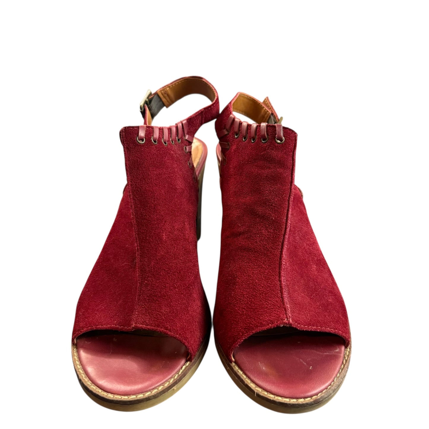 BELLA VITA RED SUEDE PEEP TOE BLOCK HEEL SLING BACK 100 Sz 8.5