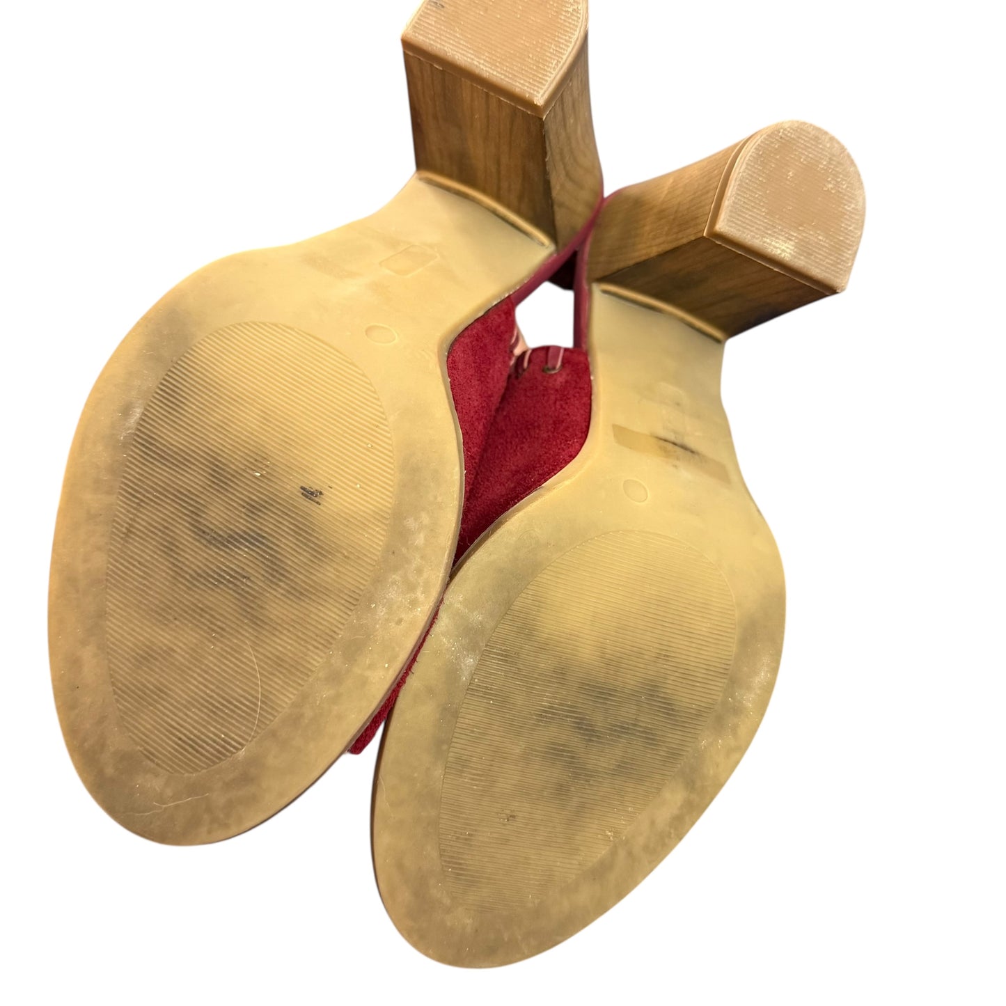 BELLA VITA RED SUEDE PEEP TOE BLOCK HEEL SLING BACK 100 Sz 8.5