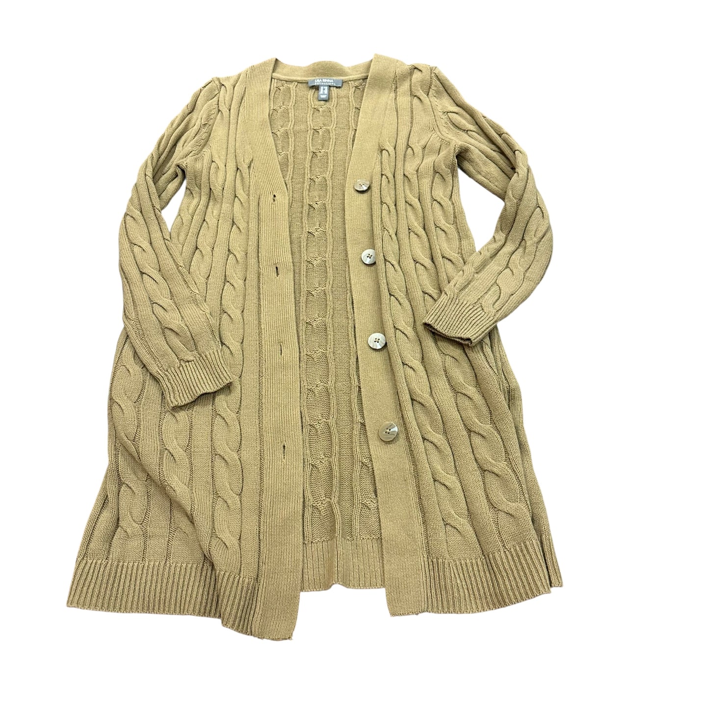 LISA RINNA BROWN CABLEKNIT CARDIGAN 44 XS/SMALL