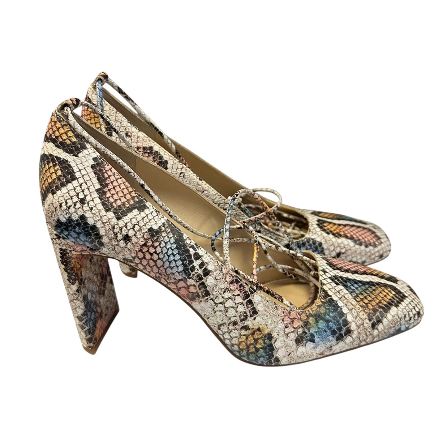 VINCE CAMUTO COLORFUL SNAKESKIN HEELS 220 Sz 9