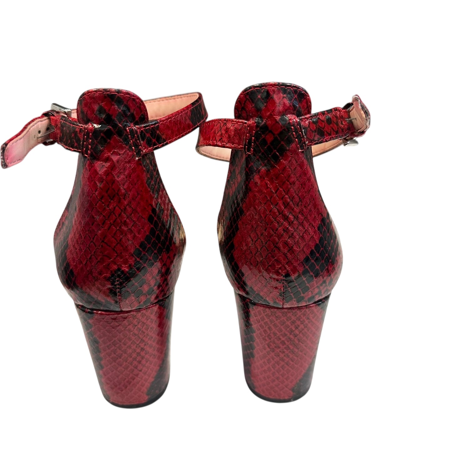 NINE WEST RED BLACK SNAKESKIN HEELS 220 Sz 9