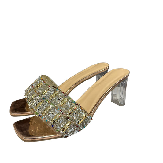 RHINESTONE JEWELED CLEAR HEELS 220 Sz 9