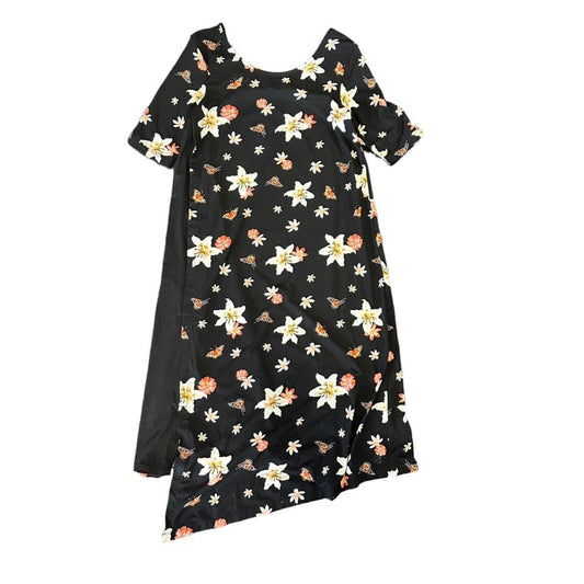 CUDDL DUDS BLACK FLOWERED DRESS- 44 - XSMALL