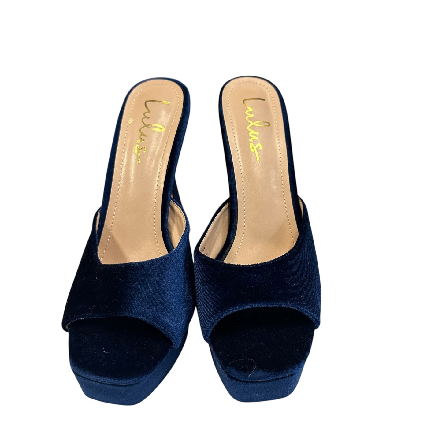 LULUS NAVY VELVET HEELS 220 Sz 9