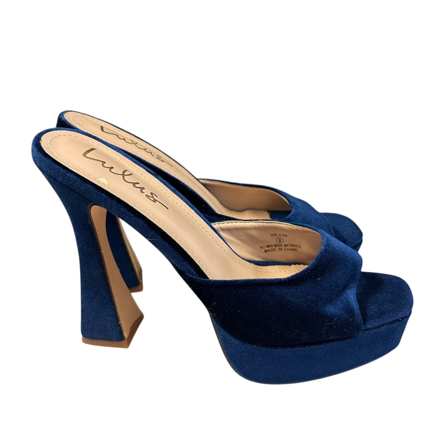 LULUS NAVY VELVET HEELS 220 Sz 9