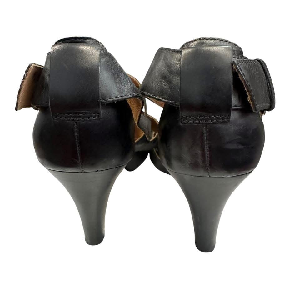 INDIGO BY CLARKS BLACK LEATHER STRAPPY HEELS 217 Sz 9