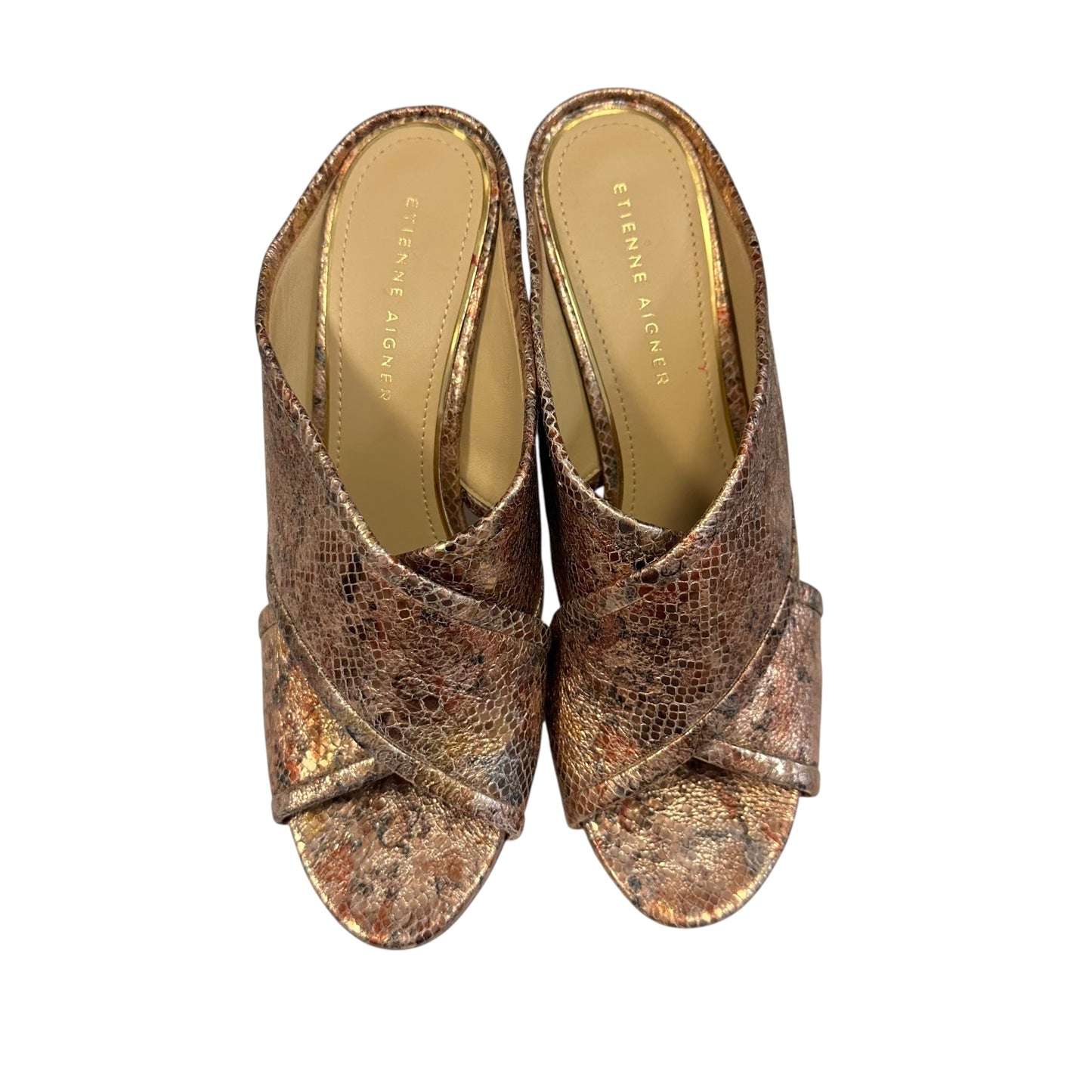 ETIENNE AIGNER METALLIC SNAKESKIN HEELS 220 Sz 9