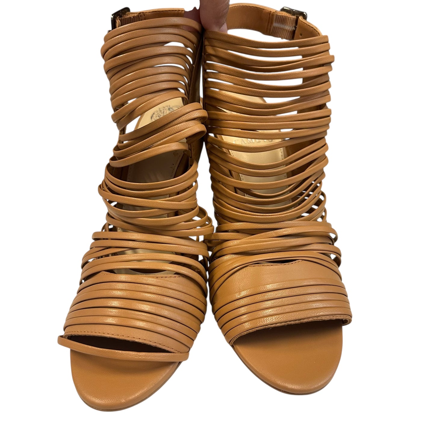 VINCE CAMUTO TAN LEATHER STRAPPY HEELS 220 Sz 9