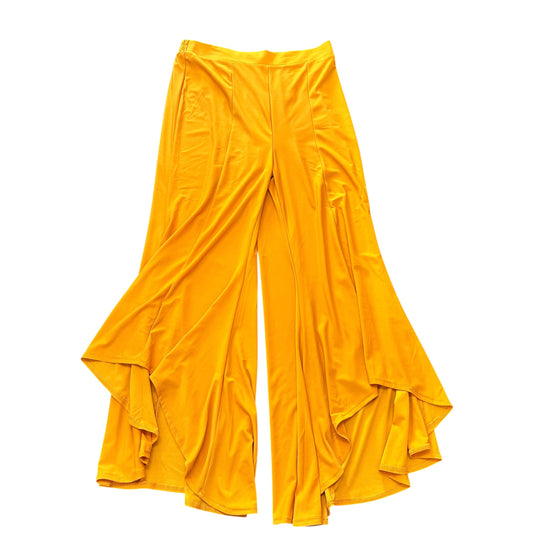 CRAZY TRAIN MUSTARD YELLOW HI LOW FLARE PULL ON PANTS 268 LARGE