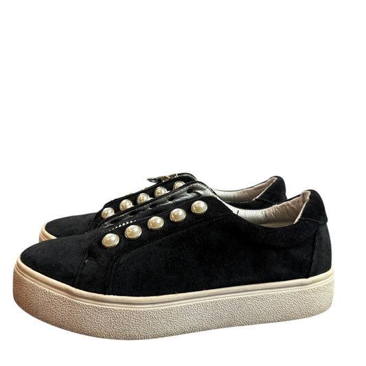 STEVE MADDEN LYNN EMBELLISHED PLATFORM SNEAKERS BLACK VELVET 100 SZ 7