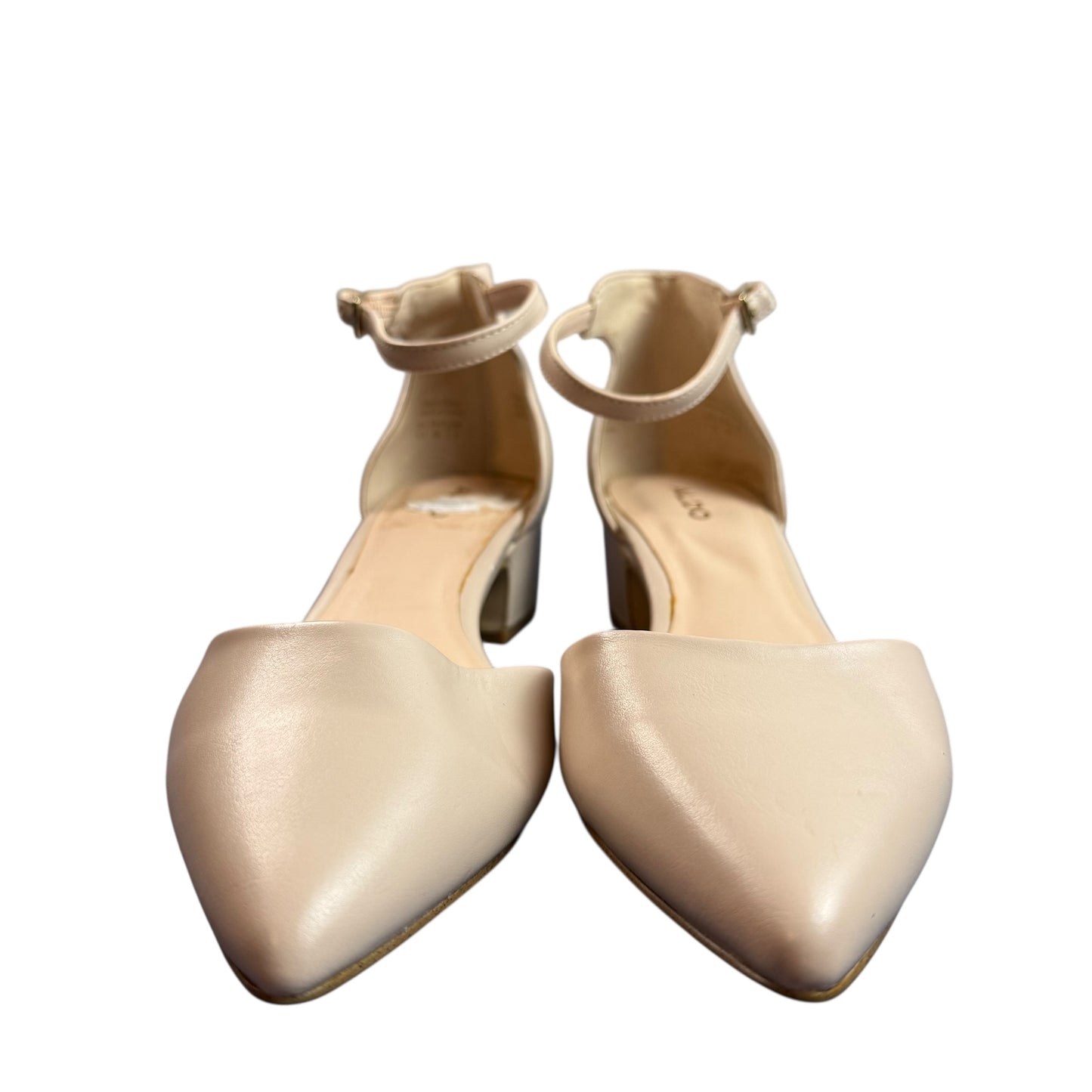 ALDO BEIGE BLOCK HEEL ANKLE STRAP 227 SZ 7.5