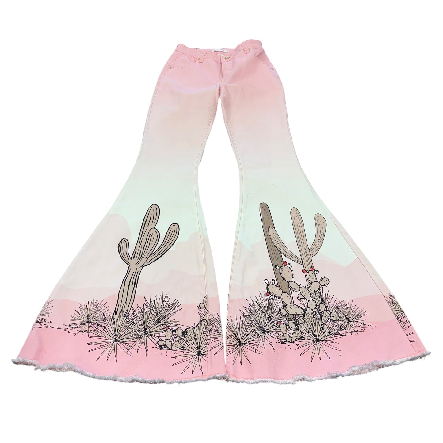 RANCH DRESS’N PINK OMBRÉ CACTUS FLARE JEANS 100 Sz 2