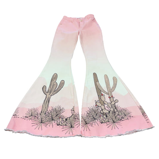 RANCH DRESS’N PINK OMBRÉ CACTUS FLARE JEANS 100 Sz 2
