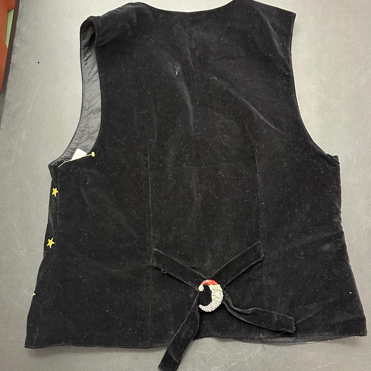 VINTAGE CRUSHED VELVET BLACK CHRISTMAS VEST 100 SMALL