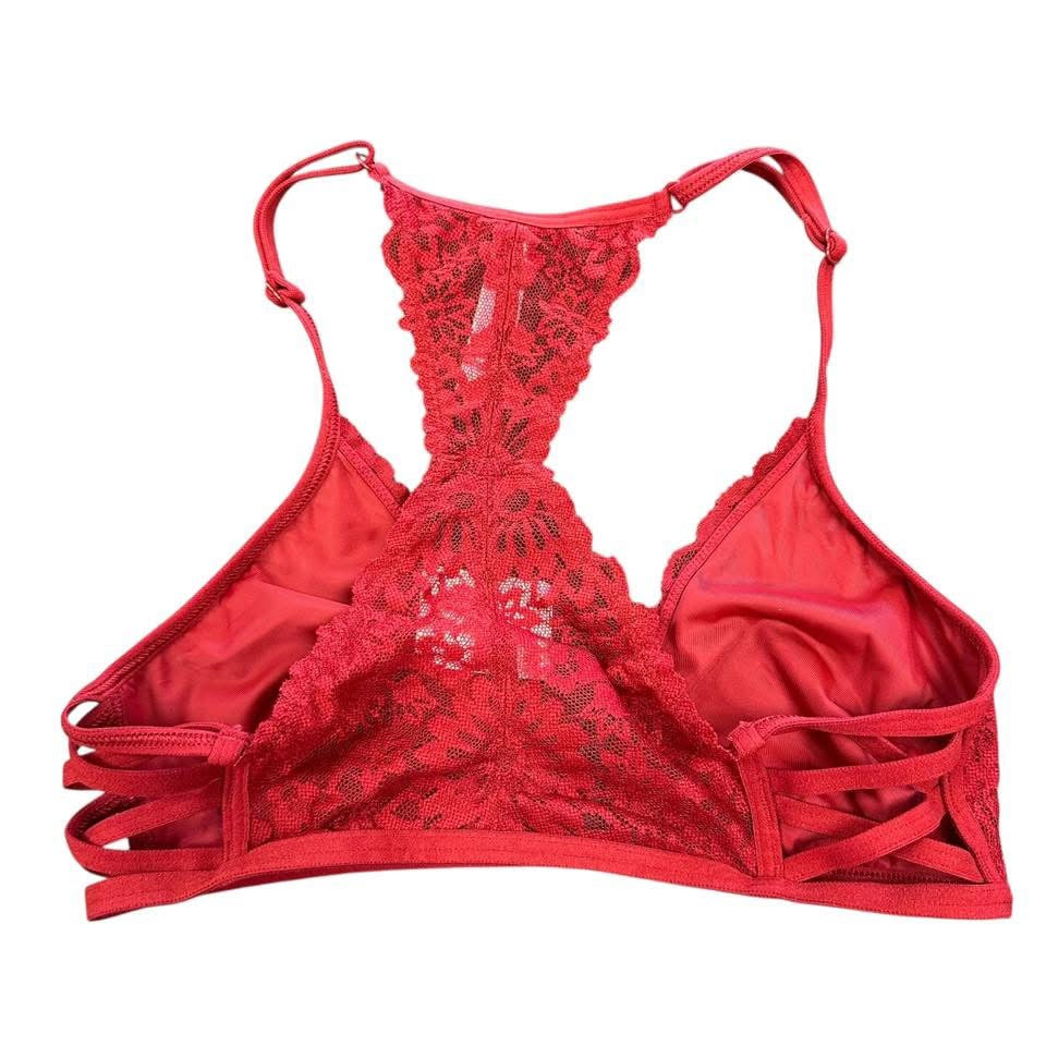 VS PINK RED LACE BRALETTE 27  SMALL