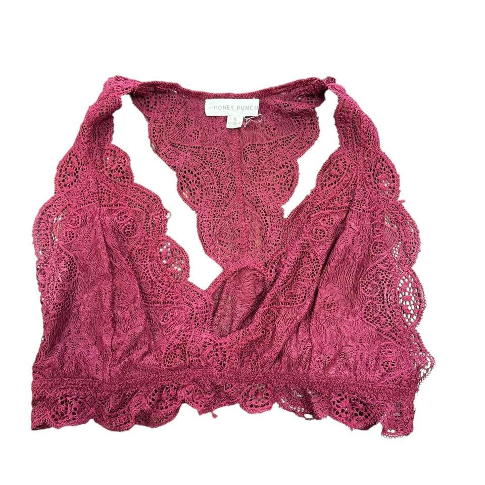 HONEY PUNCH BURGUNDY LACE BRALETTE 27 SMALL