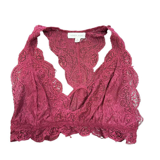 HONEY PUNCH BURGUNDY LACE BRALETTE 27 SMALL