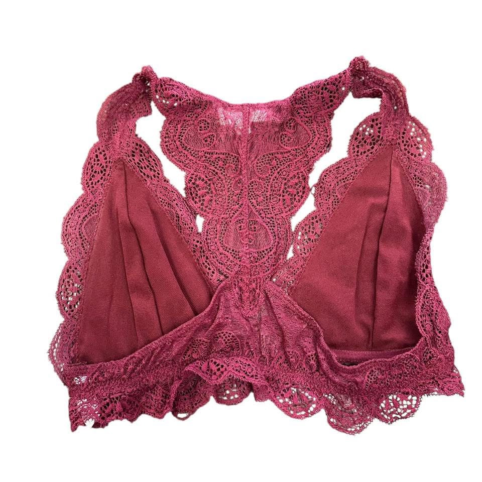 HONEY PUNCH BURGUNDY LACE BRALETTE 27 SMALL