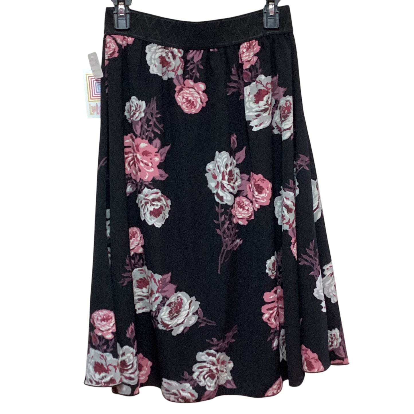 LULAROE LOLA BLACK FLORAL SKIRT 190  NWT  SMALL