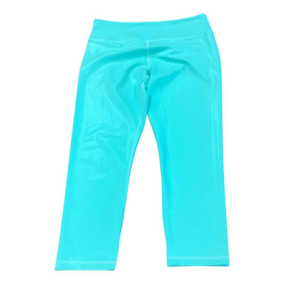 ZYIA ACTIVE TEAL SHINY LEGGINGS 123 Sz 16-18