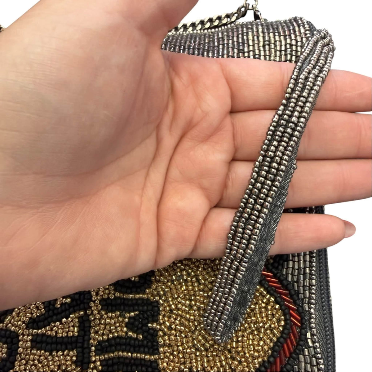MARY FRANCES WOMEN AT WORK BEADED HANDBAG CHAIN SHOULDER STRAP 100