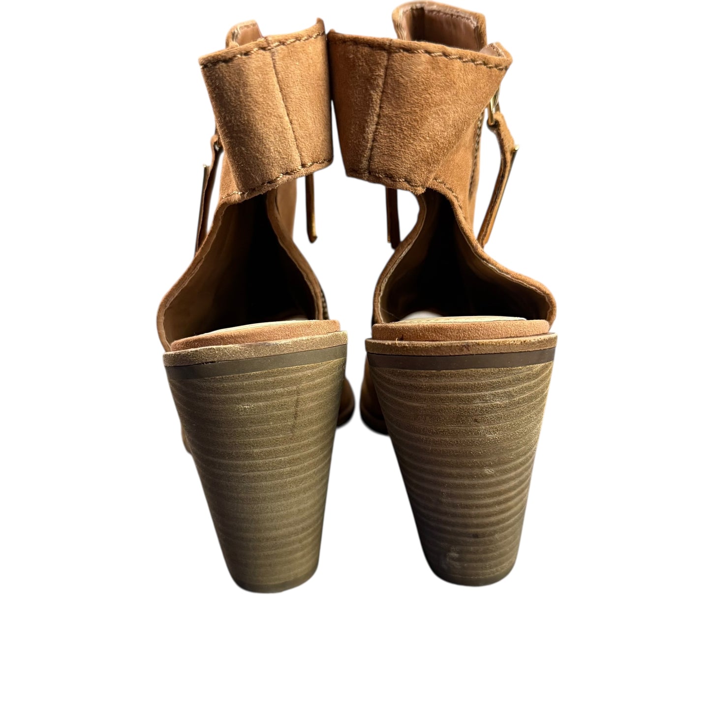 GIANNI BINI XANDERR HAMPTON TAN PEEP TOE HEELS 26 SZ 9.5