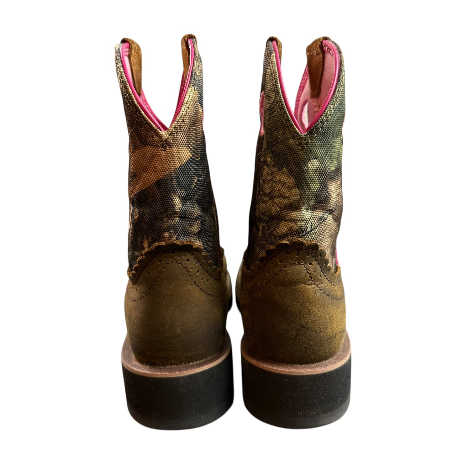 ARIAT FATBABY COWGIRL CAMO PINK BOOTS SZ 6.5