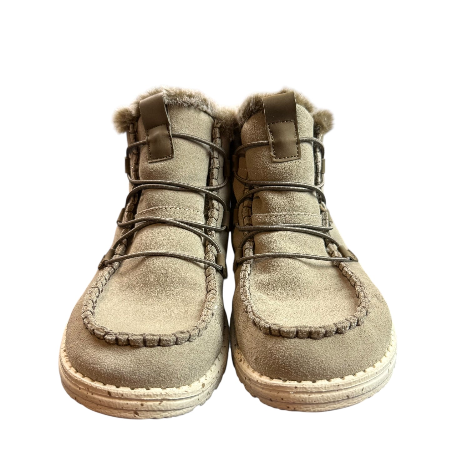 HEY DUDES LEA GREY BOOTIES FAUX FUR LINING 100 SZ 9