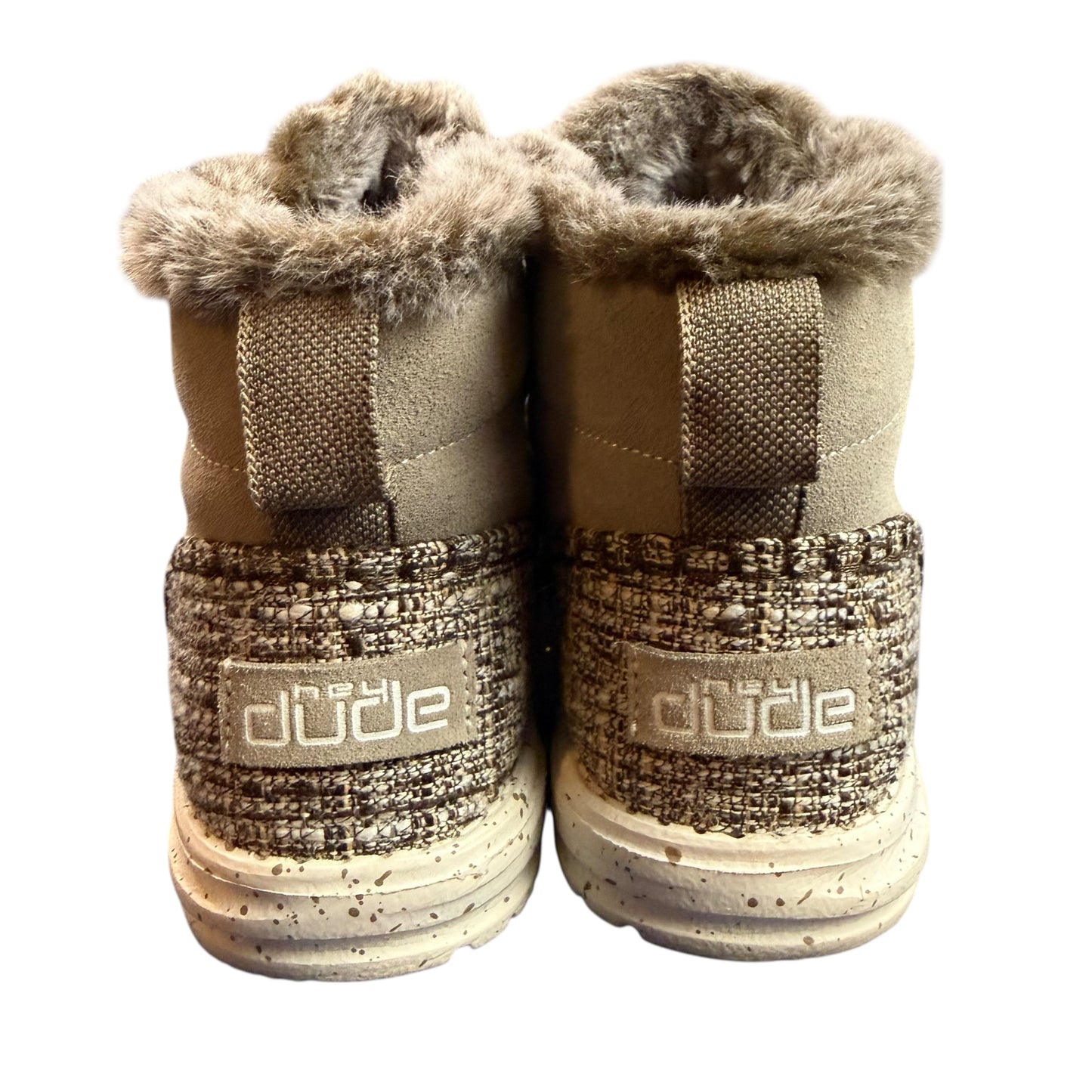 HEY DUDES LEA GREY BOOTIES FAUX FUR LINING 100 SZ 9