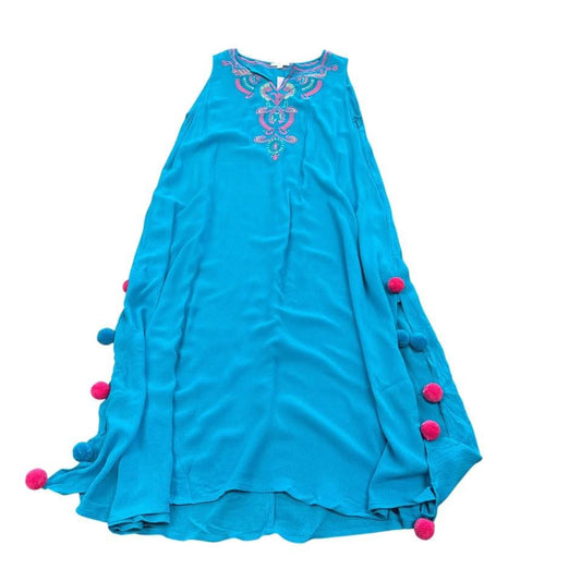 COTTON BLEU GAUZE POM DRESS 100 NWOT SMALL