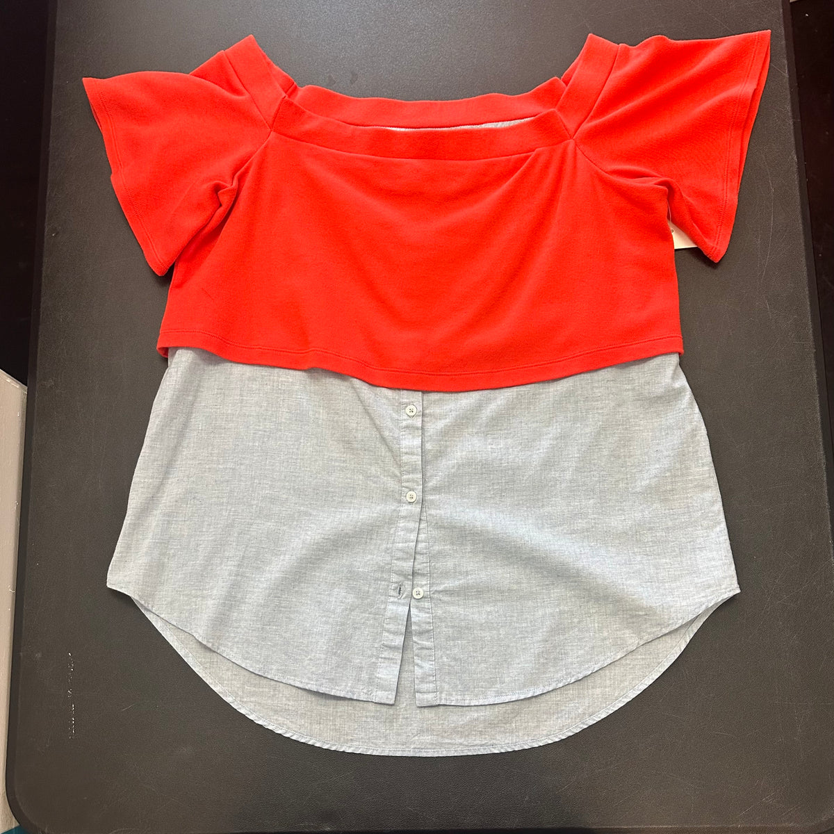 ANTHROPOLOGIE ORANGE CHABRAY BLOUSE 255 MEDIUM